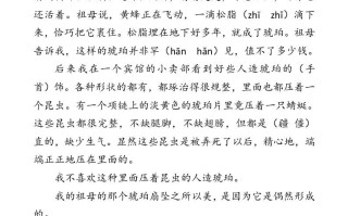 四年级语文册类文阅读-5琥珀-【免费下载-高清无水印】【语文电子版可打印】