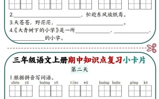 三语文期中复习小卡片-【免费下载-高清无水印】【语文电子版可打印】