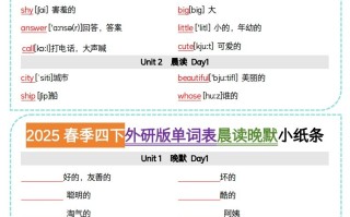 四外研版三起点英语【单词表 晨读晚默小纸条】-【免费下载】