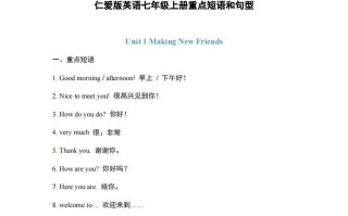 仁爱版英语七年级册重点短语和句型-【免费下载-高清无水印】【英语电子版可打印】