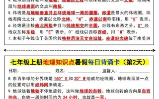 七地理知识点暑假每日背诵卡-【免费下载-高清无水印】【地理电子版可打印】