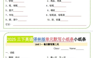 三译林版英语【2025春-单 元默写小纸条】-【免费下载】