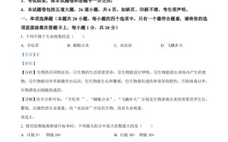 2022年辽宁省沈阳市生物中考真题-【免费下载-高清无水印】【中考真题电子版可打印】